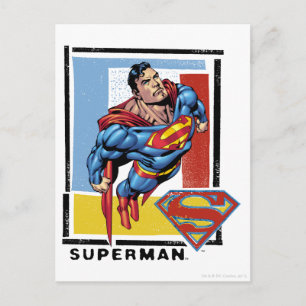 Carte Postale Superman avec arrière - plan coloré