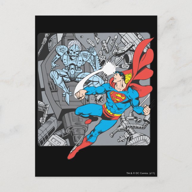 Carte Postale Superman combat Brainiac (Devant)