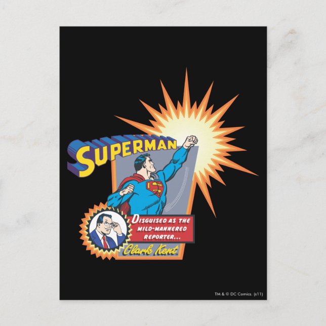 Carte Postale Superman et Clark Kent (Devant)