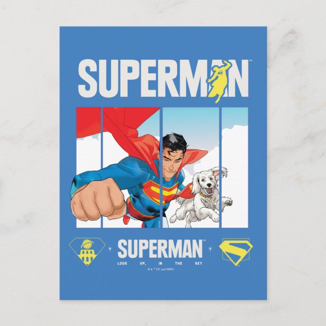 Carte Postale Superman et Krypto prennent leur envol (Devant)