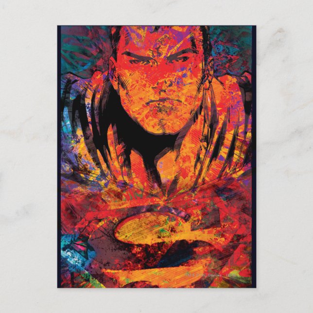 Carte Postale Superman Orange Grunge (Devant)
