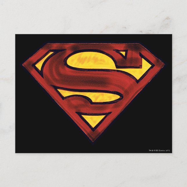 Carte Postale Superman S-Shield | Logo rouge foncé (Devant)
