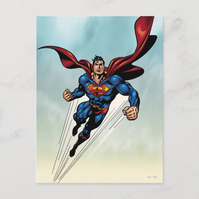 Carte Postale Superman saute vers le haut (Devant)
