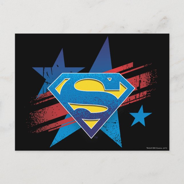 Carte Postale Superman Stylisé | Logo Stars et Stripes (Devant)