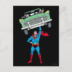 Carte Postale Superman tient une voiture