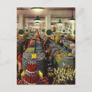 Carte Postale Supermarché vintage pour les entreprises, la nourr