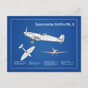 Carte Postale Supermarine Spitfire - Plan d'avion ABD