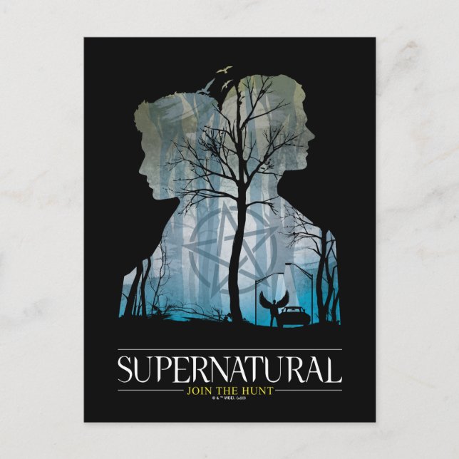 Carte Postale Supernatural Frères Winchester Forêt Graphique (Devant)