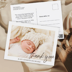 Carte Postale Superposition de photo de bébé Merci annonce de na