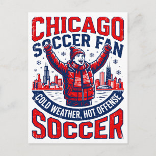 Carte Postale Supporter de football de Chicago en hiver hurlant 
