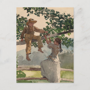 Carte Postale Sur la clôture   Winslow Homer