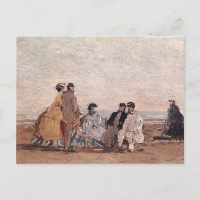 Carte Postale Sur la plage à Trouville, vers 1865 (Devant)