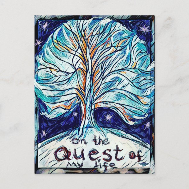 Carte Postale Sur la quête de ma vie - Arbre - Étoiles (Devant)