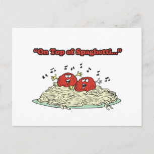 Carte Postale sur le dessus de spaghetti chantant des boules de 