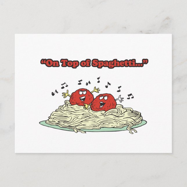 Carte Postale sur le dessus de spaghetti chantant des boules de  (Devant)