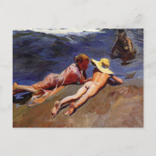 Carte Postale Sur le sable, plage de Valencia - Joaquín Sorolla