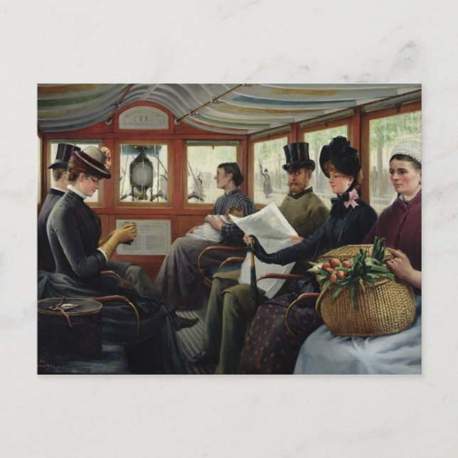 Carte Postale Sur l'Omnibus, 1880 (Devant)