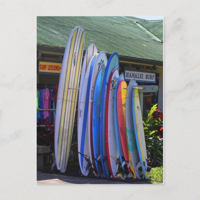 Carte Postale Surf à louer à Hanalei, Kauai (Devant)