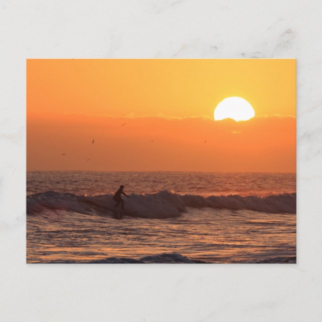 Carte Postale Surf au coucher du soleil (Devant)