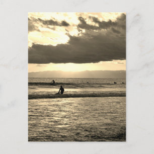 Carte Postale Surf au coucher du soleil : côte de Shonan, Japon