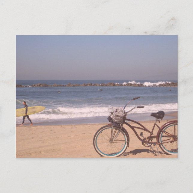 Carte Postale Surf Bicycle California Beach (Devant)