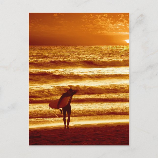 Carte Postale surf du coucher de soleil (Devant)