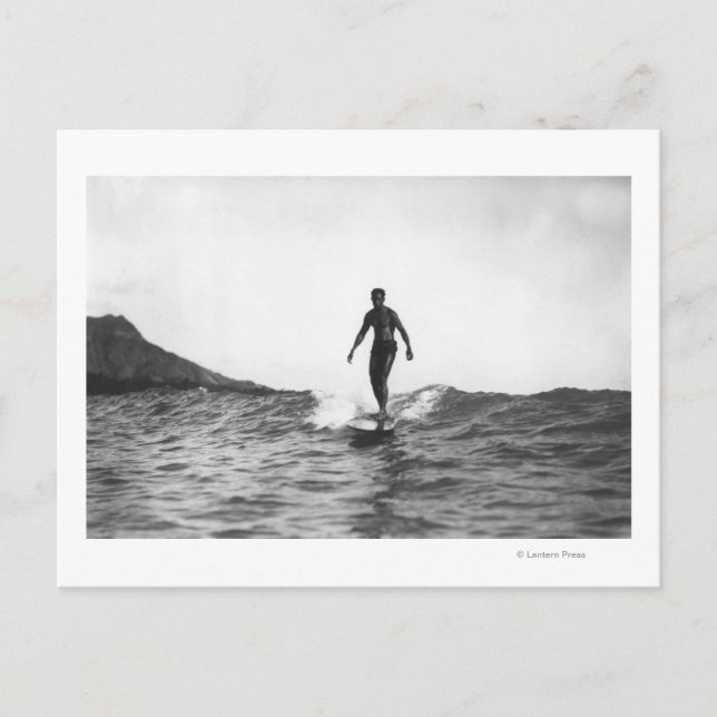 Carte Postale Surf en Honolulu Hawaii Surfer Longboard (Devant)