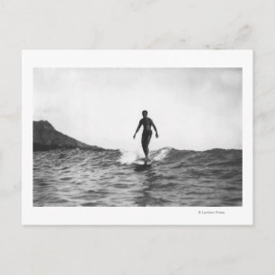 Carte Postale Surf en Honolulu Hawaii Surfer Longboard