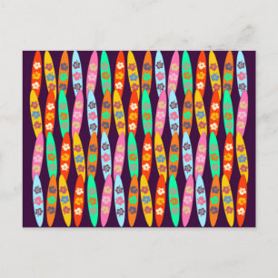 Carte Postale Surfboards Fleurs Girlie