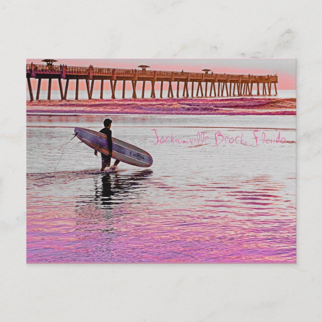 Carte Postale Surfer de plage de Jacksonville (Devant)