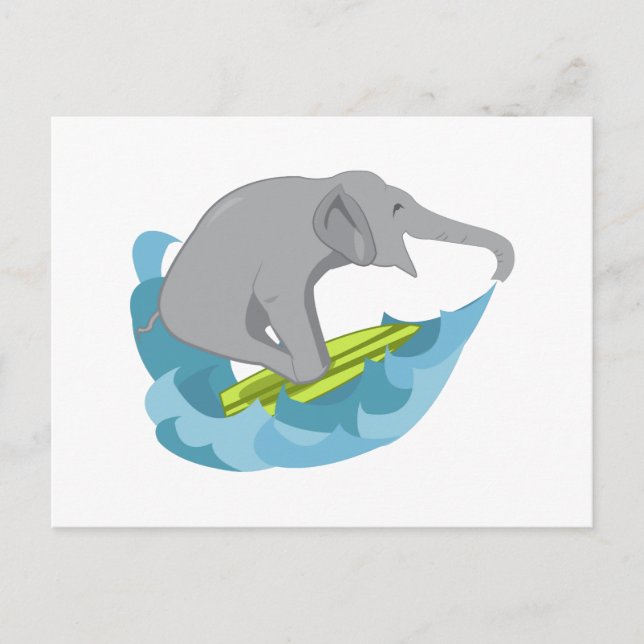 Carte Postale Surfer éléphant (Devant)