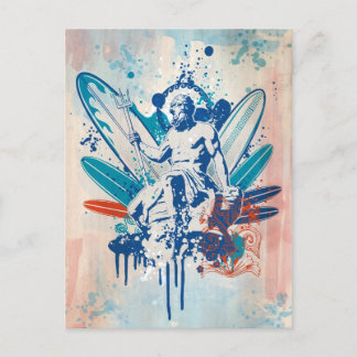 Carte Postale surfer poseidon