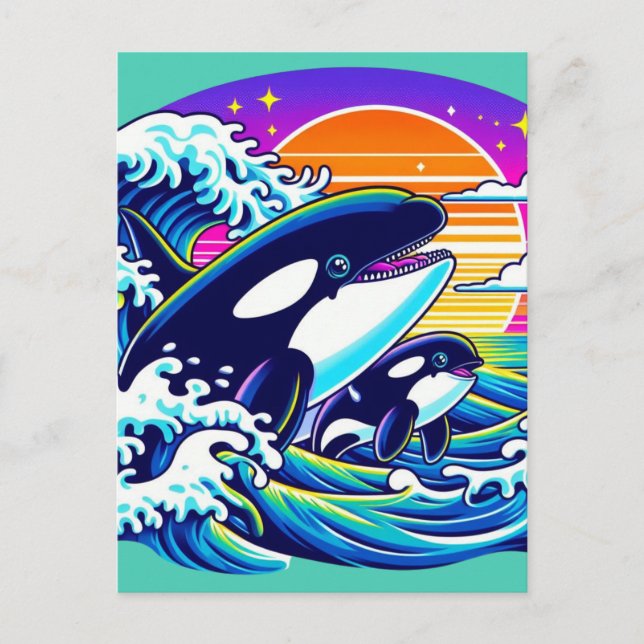 Carte Postale Surfer sur les vagues (Devant)