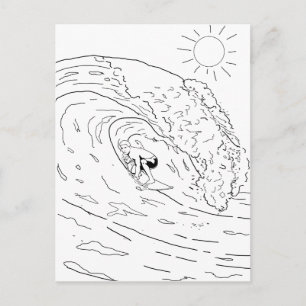 Carte postale Surfing Adulte Coloring