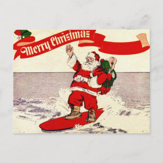 Carte postale Surfing Retro Père Noël