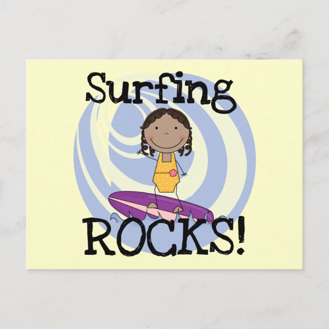 Carte Postale Surfing Rocks African American Girl Tshirts (Devant)