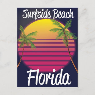 Carte Postale surfside beach florida vintage travel poster