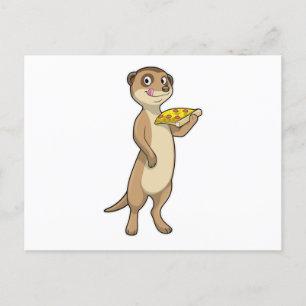 Carte Postale Suricate avec Pizza