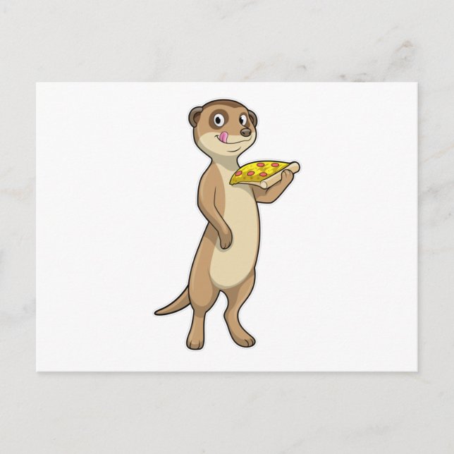 Carte Postale Suricate avec Pizza (Devant)