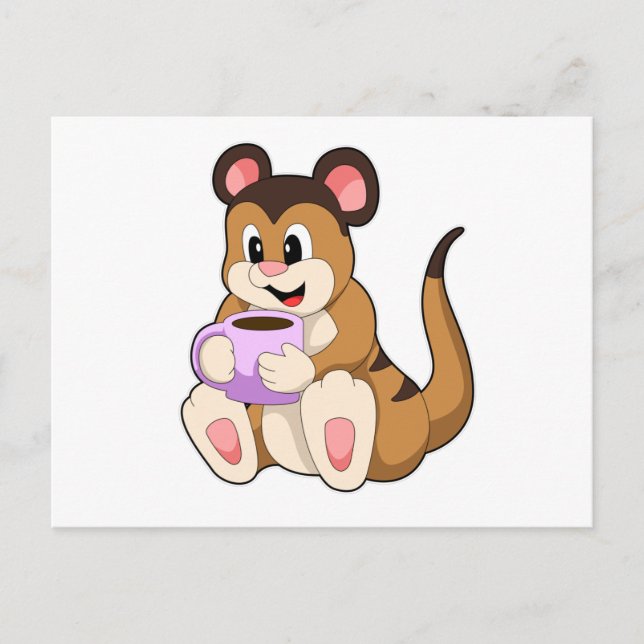 Carte Postale Suricate avec une tasse de café (Devant)