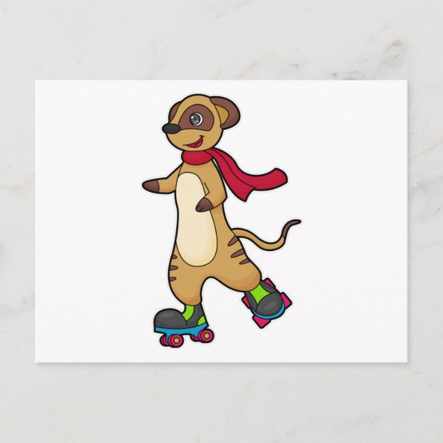 Carte Postale Suricate en patineur avec des rollers (Devant)