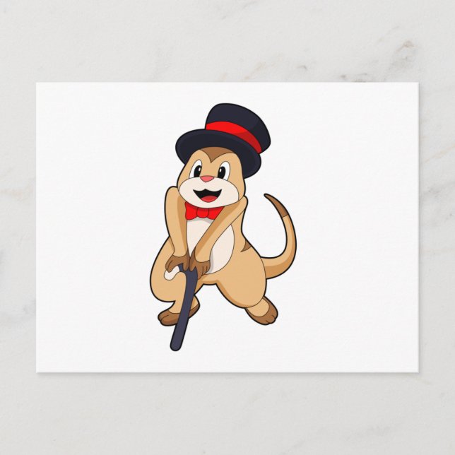 Carte Postale Suricate en retraité avec canne (Devant)