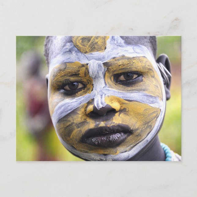 Carte Postale Surma fille au visage peint (Devant)