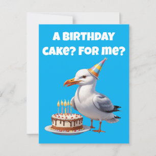 Carte Postale Surprise d'anniversaire de mouette – Gâteau pas sû