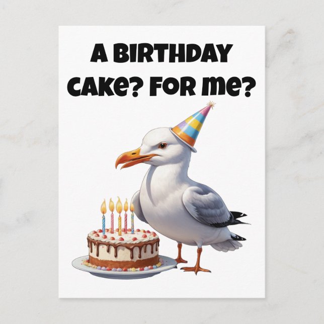 Carte Postale Surprise d'anniversaire de Mouette – Gâteau pas sû (Devant)