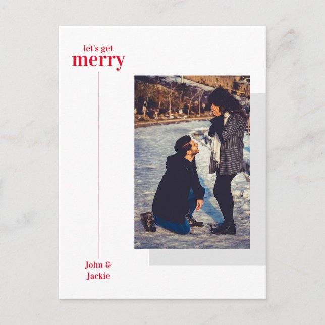 Carte Postale Surprise des Fêtes Joyeuse Annonce de Fiançailles (Devant)