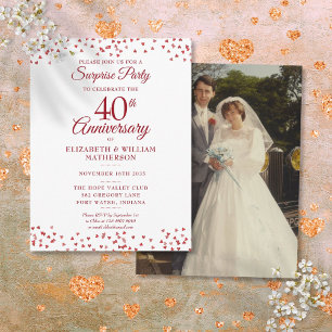 Carte Postale Surprise Party 40e Anniversaire Cœurs Rubis Photo