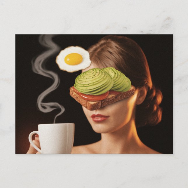 Carte Postale Surreal Avocado Tomato Toast Breakfast (Devant)