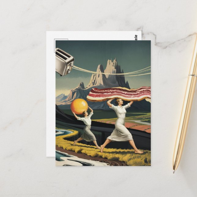 Carte Postale Surreal Breakfast Women (Devant/Arrière en situation)