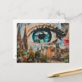 Carte Postale Surreal Eye Looking at the City